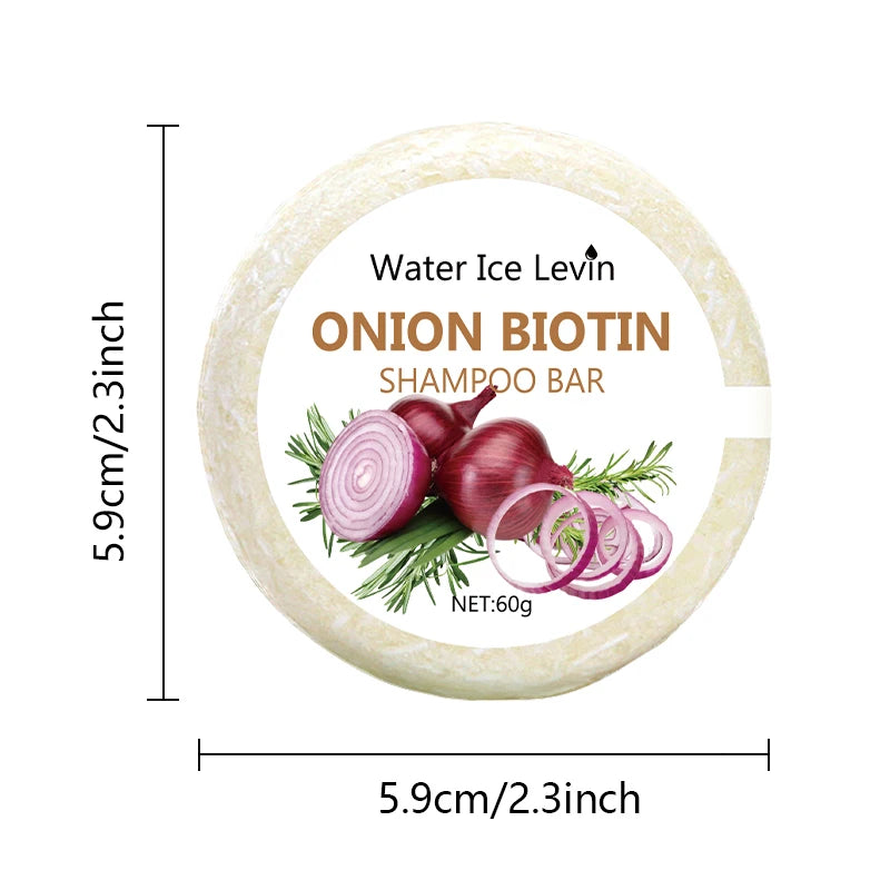 Onion & Biotin Shampoo Soap 60g – Moisturizing & Smoothing Hair Care with Rosemary Extract, Suitable for All Hair Types
