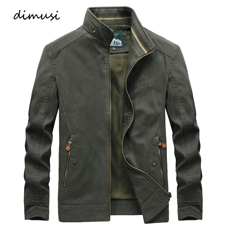 DIMUSI Men’s Autumn Bomber Jacket – Casual Cotton Tactical Windbreaker Military Coat