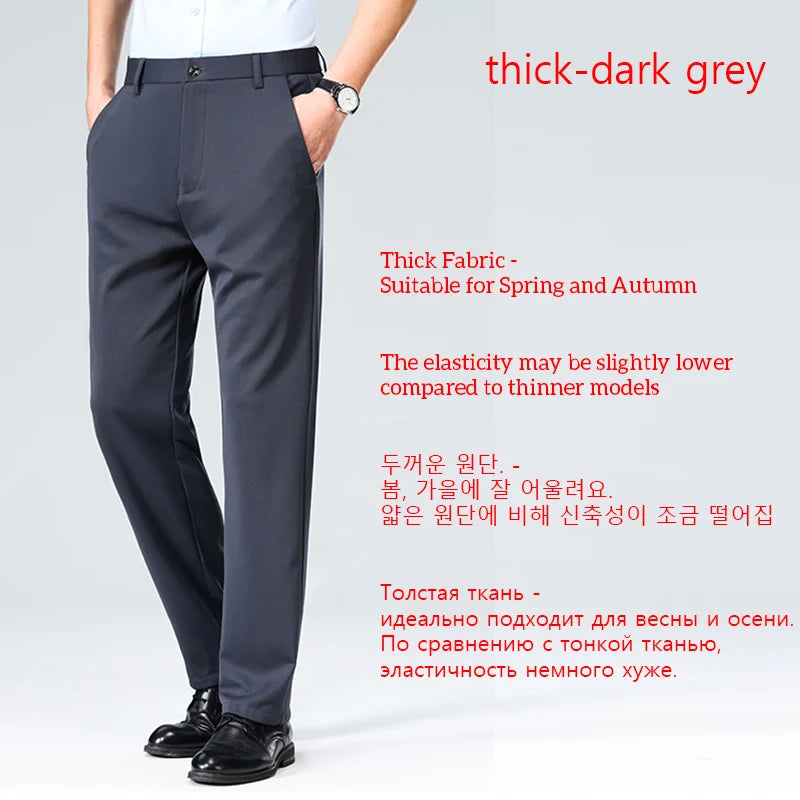 Men's Summer Business Casual Suit Pants – Elastic Straight Formal Pants Plus Size 28-42