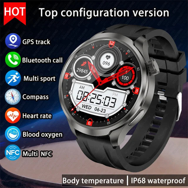 1.85” AMOLED HD Smart Watch – GPS, Compass, NFC, Waterproof, Health Monitor & Bluetooth Call