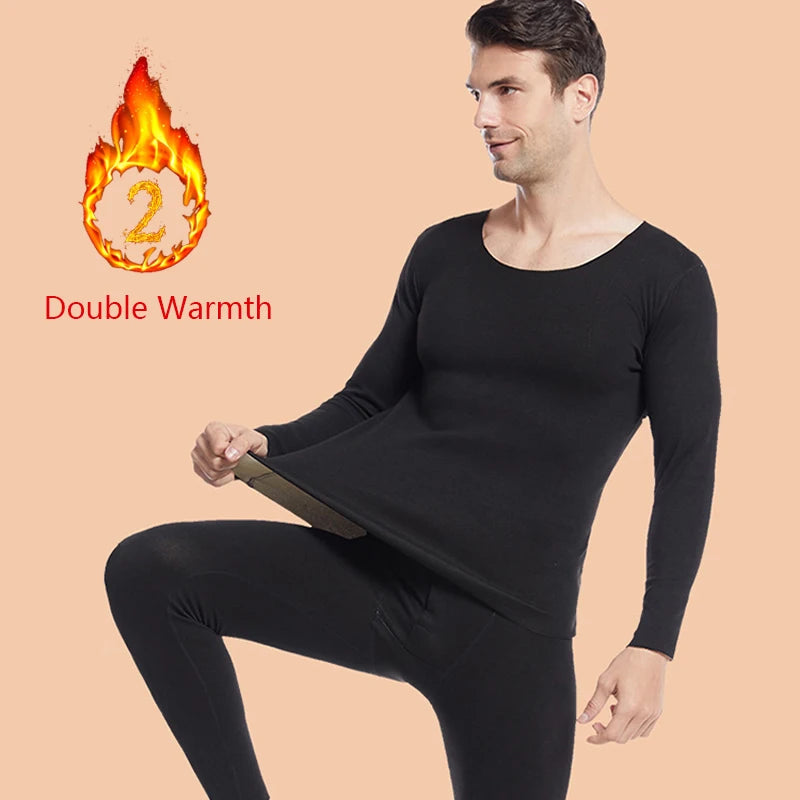 Men's Winter Thermal Underwear Set | Double Warmth Face Sanding | Slim Fit High Elasticity Comfortable Breathable