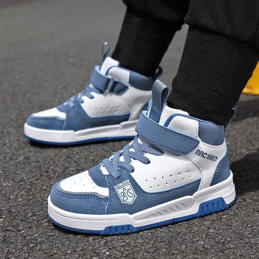 Kids High Top Sneakers | Waterproof Leather Non-Slip Sport Shoes for Boys & Girls