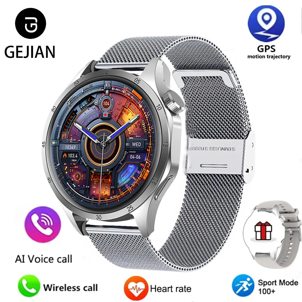 2025 New Men GPS Smart Watch – 360×360 AMOLED Screen, Bluetooth Call, NFC, Heart Rate, IP68 Waterproof