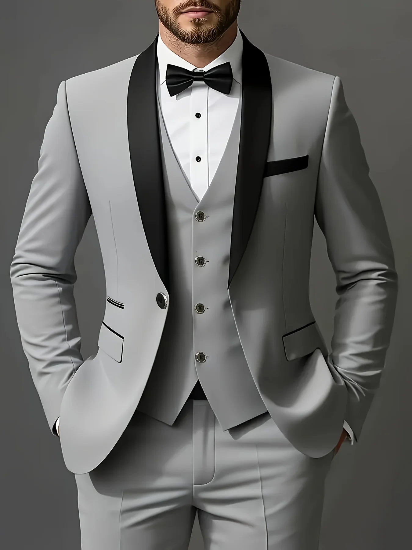 Men's 3pcs Suit Set – Jacket, Vest & Pants for Weddings, Parties & Formal Occasions