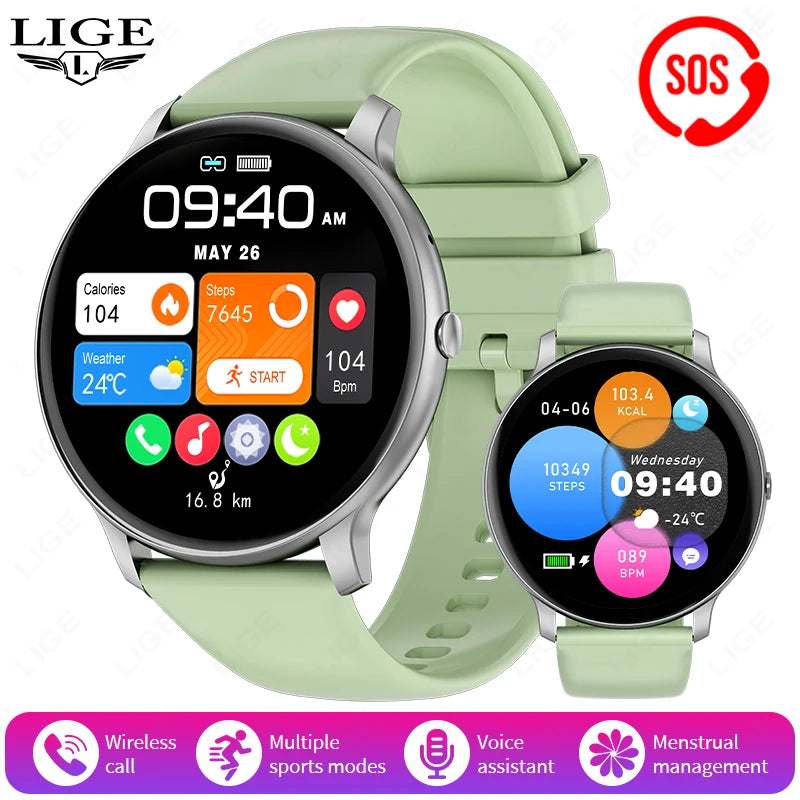 LIGE Bluetooth Call Smart Watch for Women & Men – Sports Fitness, Heart Rate Health Monitor, Android & iOS