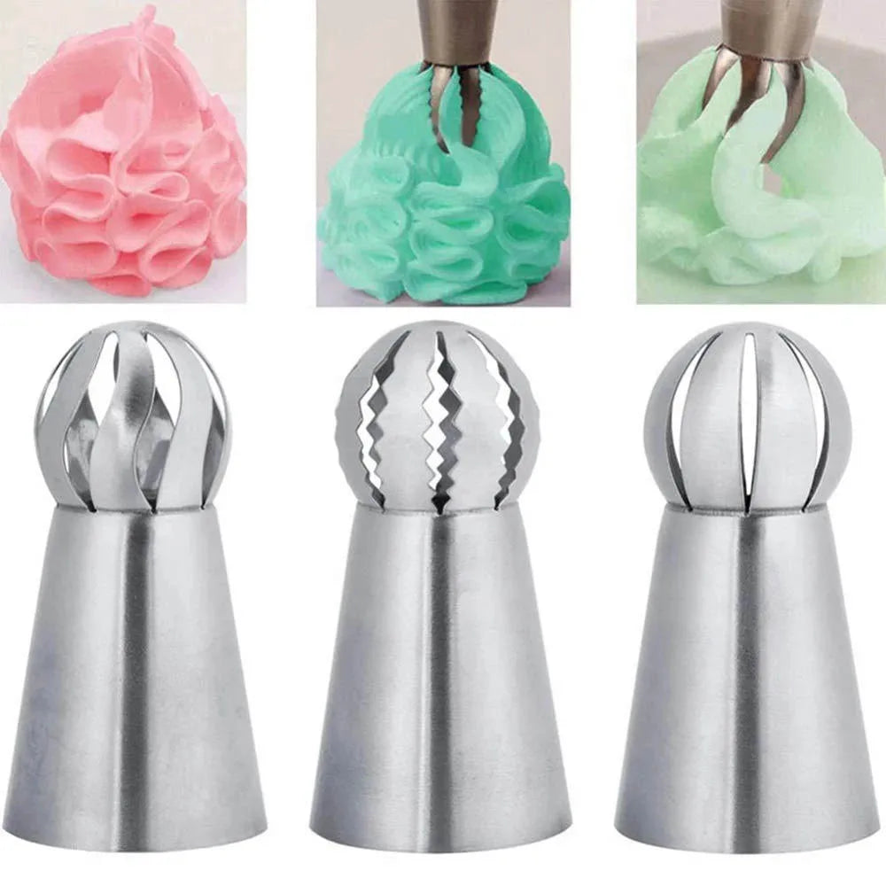 3PCS Stainless Steel Pastry Tips – Icing Nozzles for Cake, Cupcake & Puff Decorating