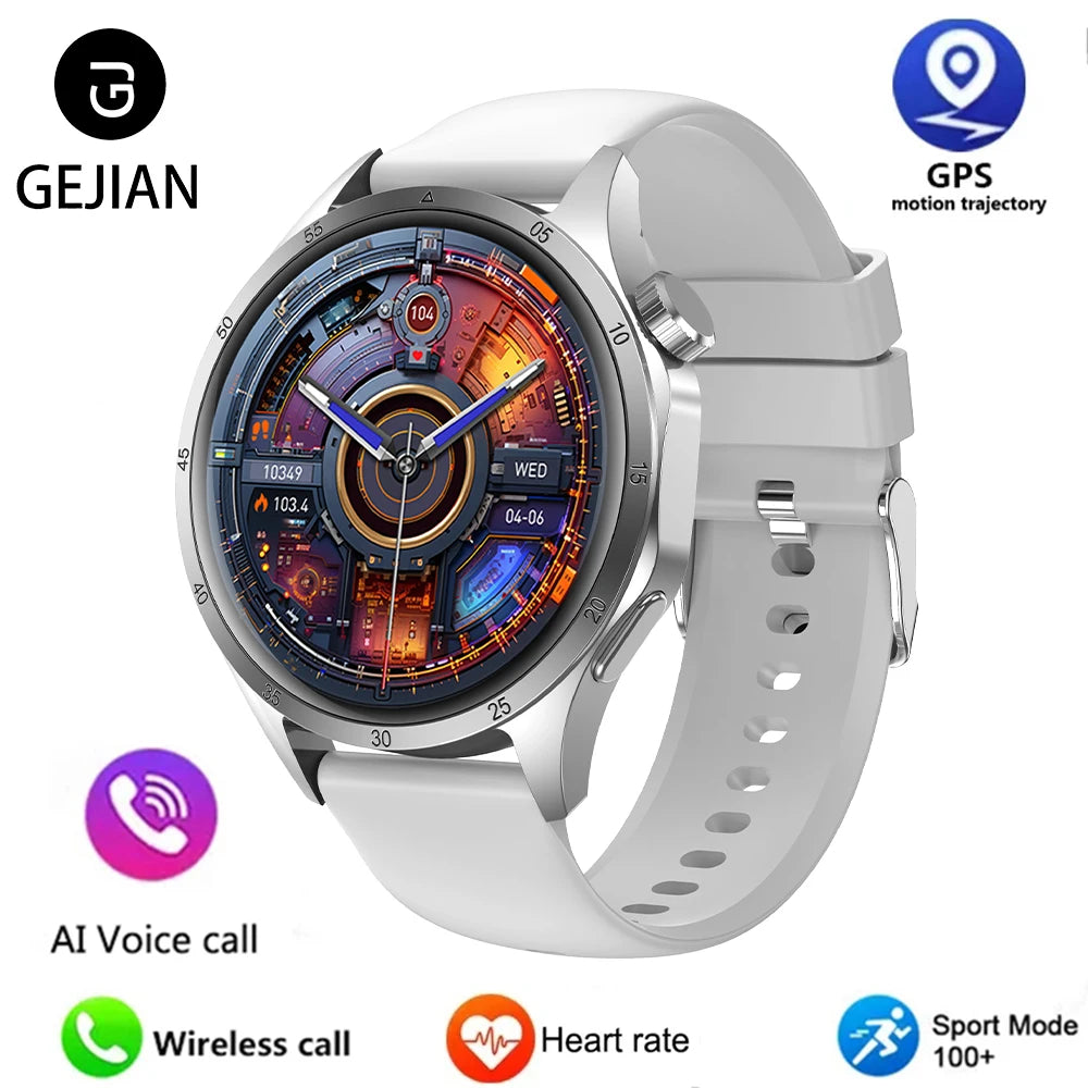 2025 New Men GPS Smart Watch – 360×360 AMOLED Screen, Bluetooth Call, NFC, Heart Rate, IP68 Waterproof
