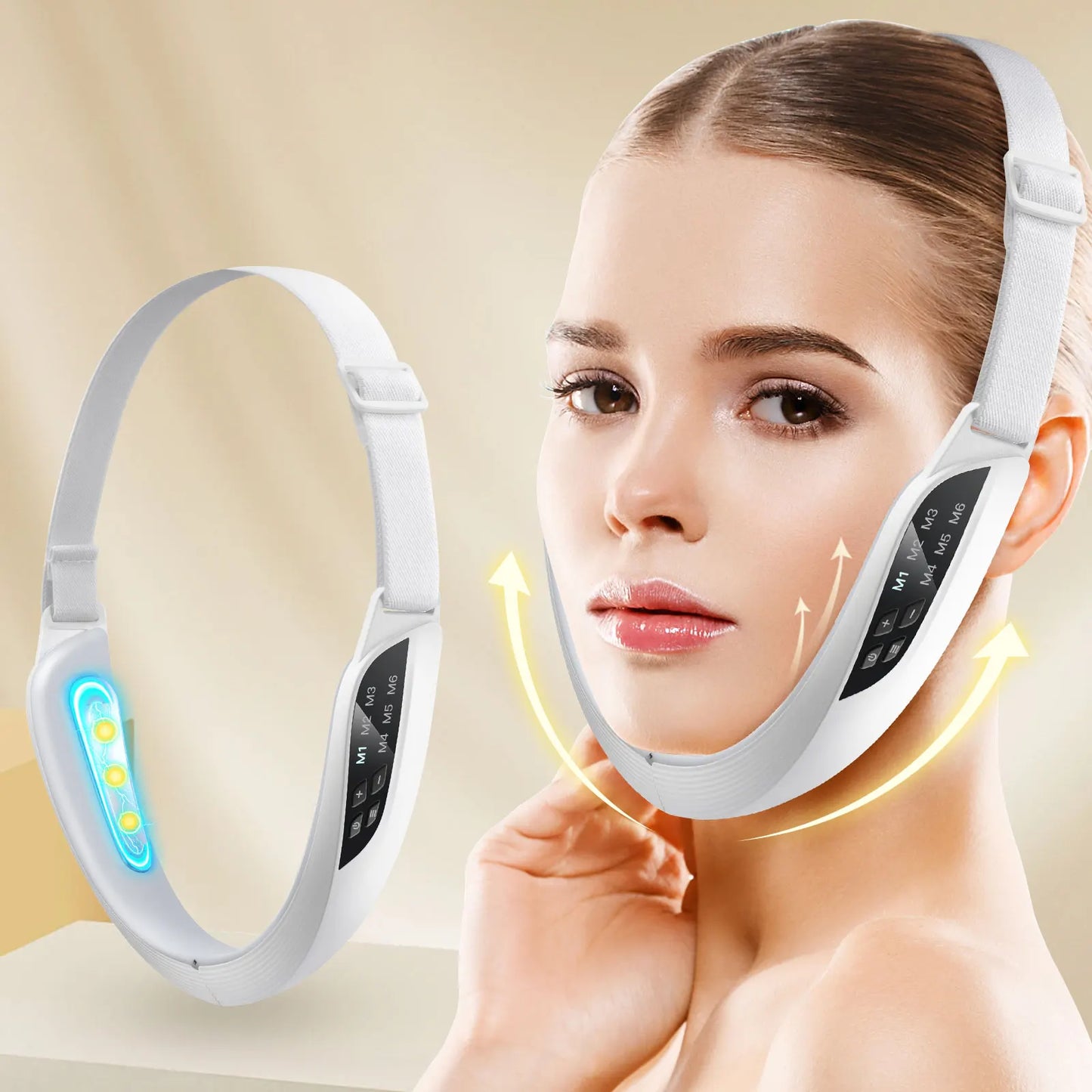 Electric V-Face Lifting Beauty Device – EMS Microcurrent Facial Massager with 6 Modes & 8 Levels for Skin Firming & Double Chin Removal