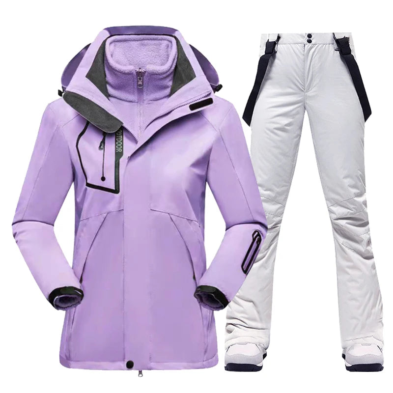 Women Waterproof Mountain Ski Jacket & Pants Winter Thick Warm Windproof Outdoor Snowboard Set