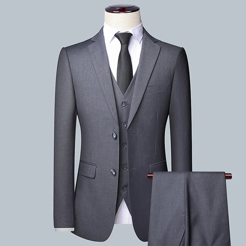 Men's Solid Color Business Suit 2025 – High-Quality Wedding & Banquet Groom Outfit