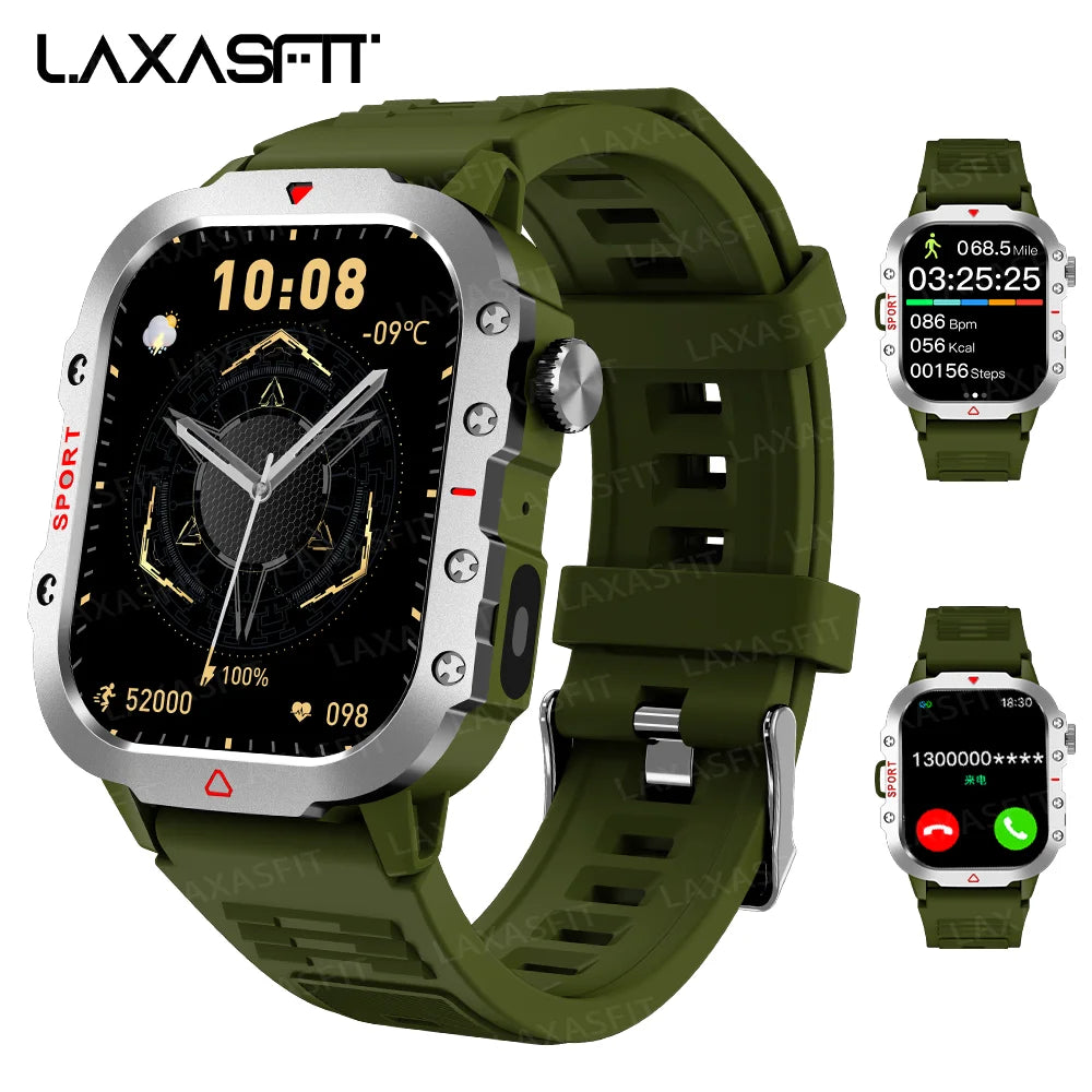 LAXASFIT Men Sports Smart Watch – 1.71″ Screen, Blood Oxygen, Bluetooth Calling, Multi-Sport, LED Flashlight
