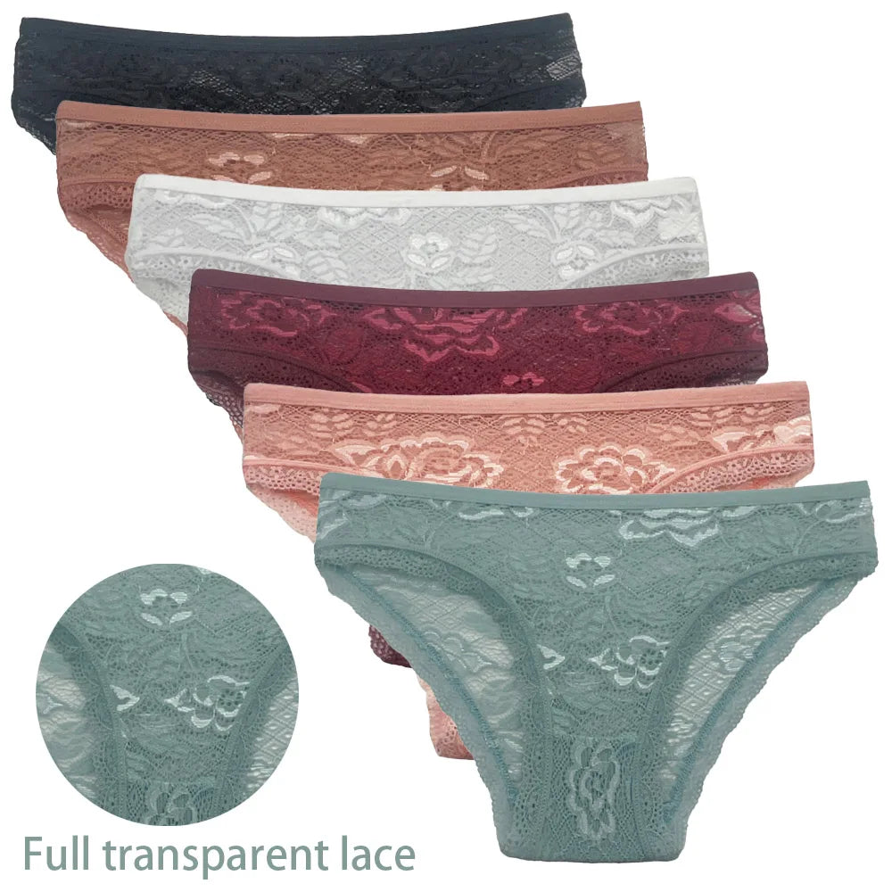 5PCS Women’s Cotton Briefs – Lace Seamless Panties Underpants, Comfortable Soft Lingerie