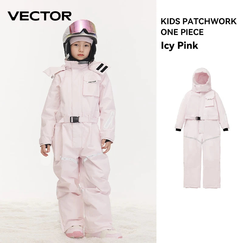 Children’s Thick One-Piece Ski Jumpsuit – Waterproof Hooded Snowboard Jacket & Overalls, Warm Winter Outdoor Sports Wear