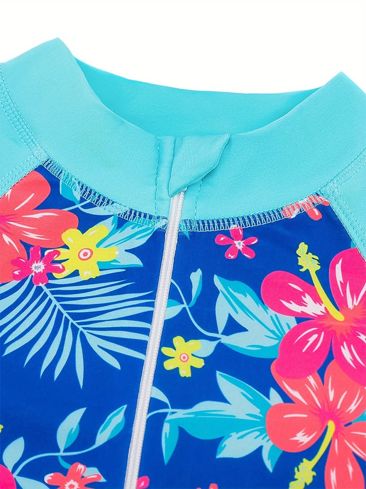 Kids Short Sleeve Wetsuit Boys Girls Zippered Shorty Swimsuit Bodysuit