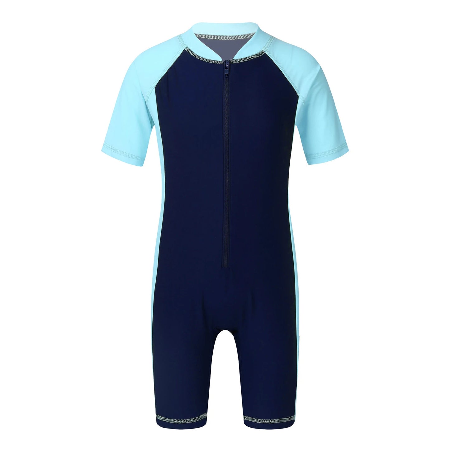 Kids Short Sleeve Wetsuit Boys Girls Zippered Swimwear Shorty Bodysuit