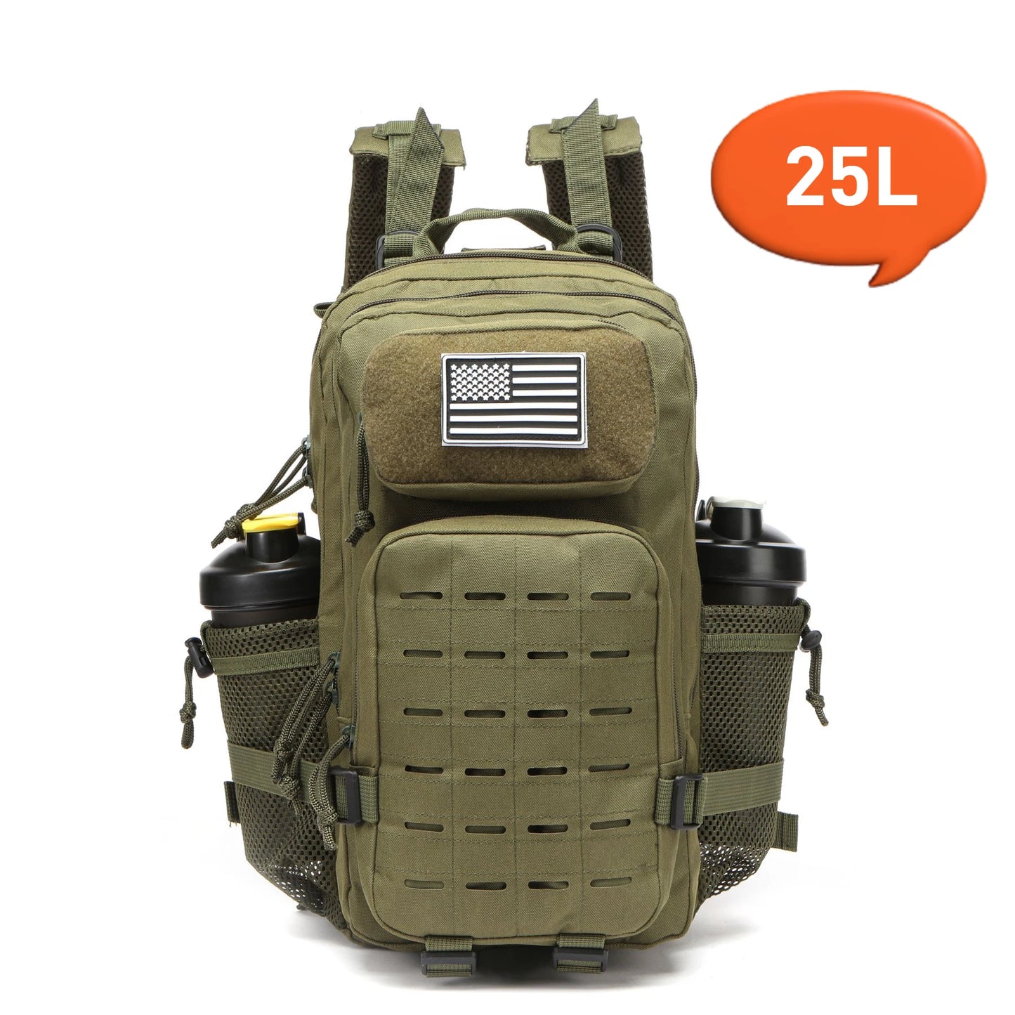 25L/50L Tactical Backpack | MOLLE Outdoor Hiking & Hunting Rucksack for Men with 2 Bottle Holders
