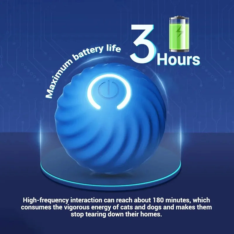 كرة لعبة للكلاب تتحرك وتقفز تلقائيًا - كرة مضغ تفاعلية قابلة لإعادة الشحن عبر USB للجراء