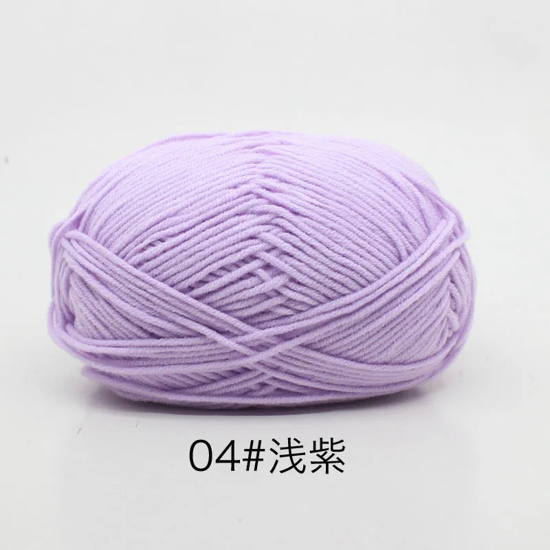 40–50g 4-Ply Milk Cotton Yarn (80%) – Dyed Knitting & Crochet Yarn for Sweaters, Hats, Dolls & Crafts