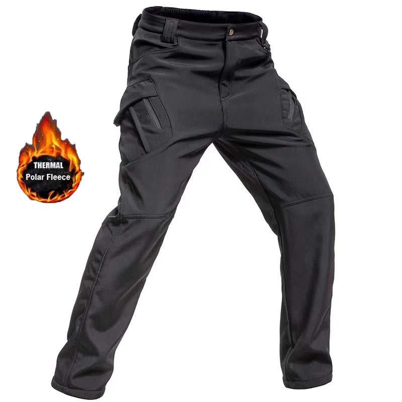Men’s Fleece Softshell Cargo Hiking Pants – Autumn Winter Outdoor Trousers M-5XL