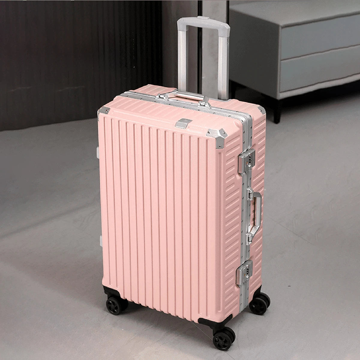 Aluminum Frame Trolley Luggage | Rolling Suitcase with USB & Combination Lock | 20/24/26/28 Inch Carry-On