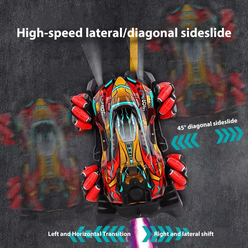 WLtoys F1 4WD RC Drift Car – Gesten- und Fernbedienung, LED-Lichter, Musik, Spray, Stunt-Spielzeug für Kinder