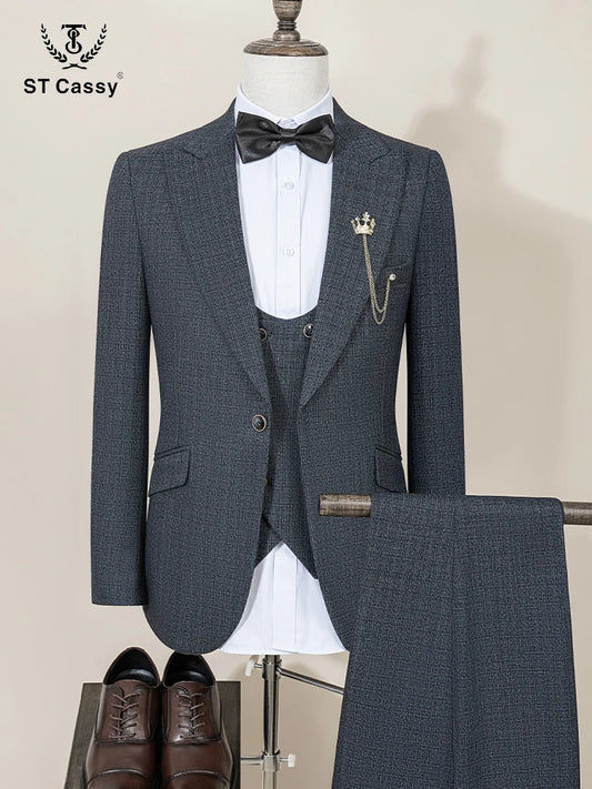 ST Cassy Men's Slim Fit Suit – Elegant Groom, Wedding & Business Formal Wear