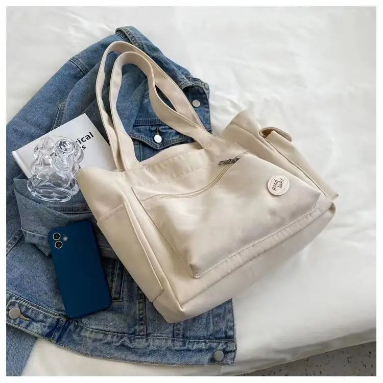 Women’s Large Canvas Tote Bag • Fashion Shoulder & Commuter Handbag • Eco-Friendly Student & Daily Carry Bag