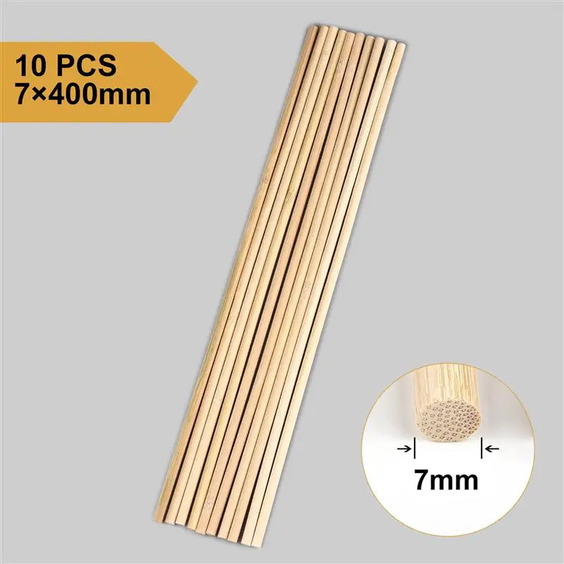 3–8mm Round Natural Wooden Bamboo Sticks – DIY Craft Material for Handmade Projects & Woodworking Supplies