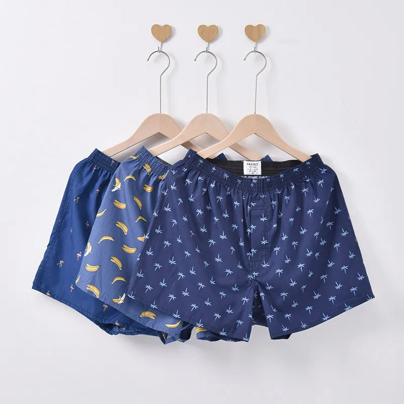 3PCS Men's Cotton Boxer Shorts | Loose Comfortable Arrow Pants Style Underwear | Homewear Boxers