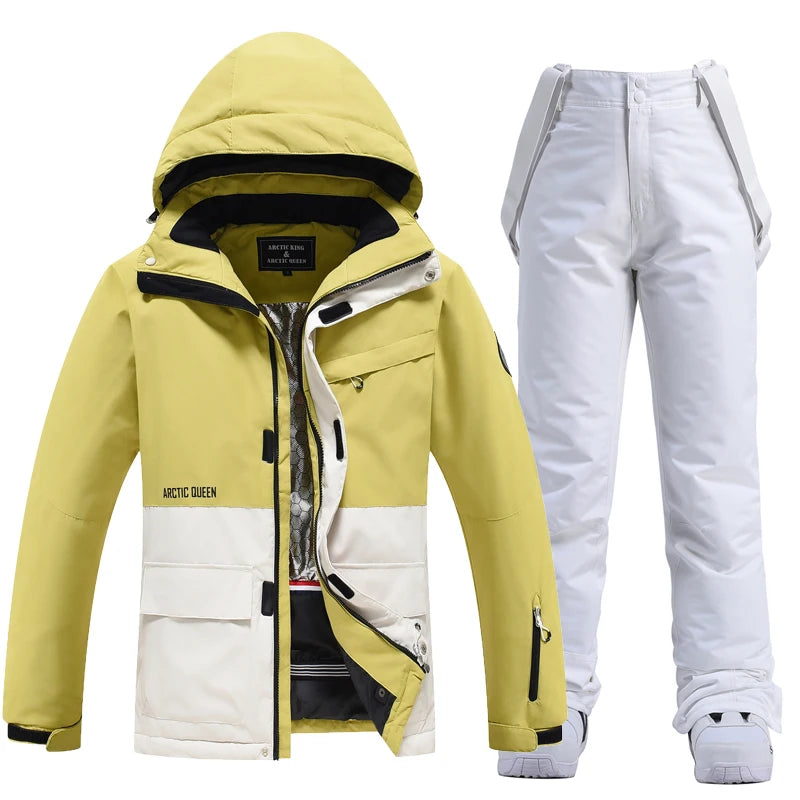 Men & Women Snow Suit Set – Warm -30°C Ski Jacket and Pants, Fashion Winter Snowboarding Clothing, Unisex