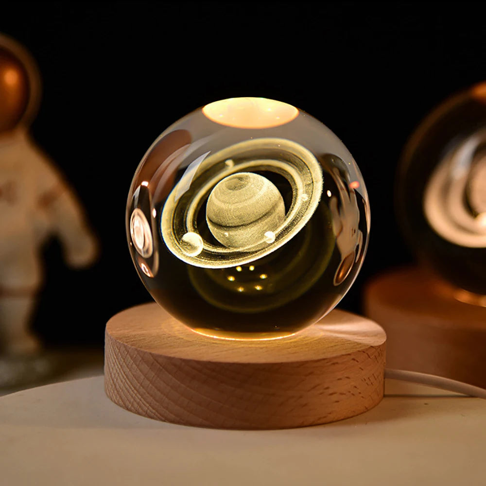 مصباح ليلي LED على شكل كرة بلورية على شكل مجرة ​​- مصباح شمسي على شكل درب التبانة للأطفال، إضاءة محيطية لغرفة النوم وهدية إبداعية