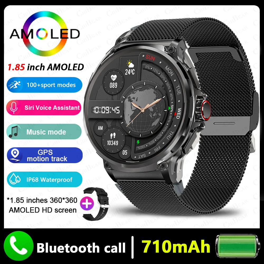 GPS Smart Watch | 1.85'' AMOLED HD Display, 710mAh Battery, Bluetooth Call, Sports Fitness Tracker