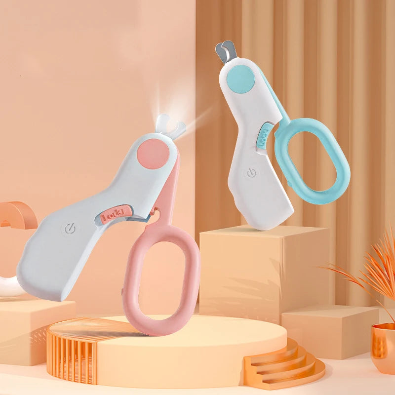مقص أظافر الحيوانات الأليفة المزود بضوء LED - مقص أظافر احترافي للقطط والكلاب مزود بقفل أمان
