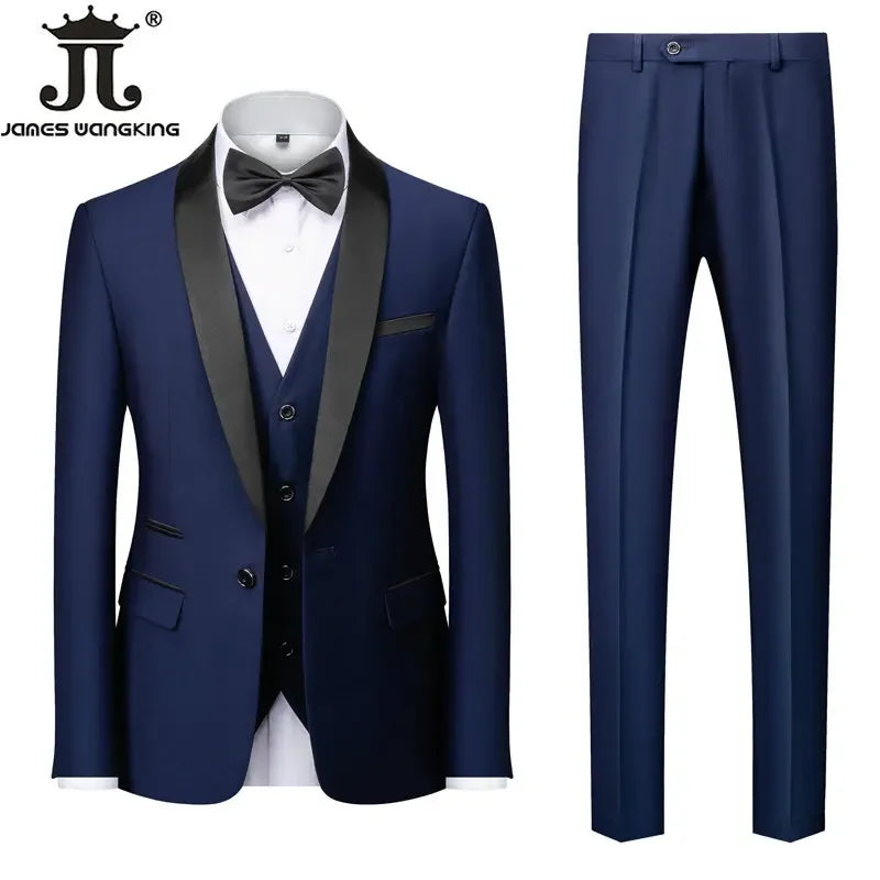 Men's M-6XL Formal 3-Piece Suit – Jacket, Vest & Pants for Business, Wedding & Parties