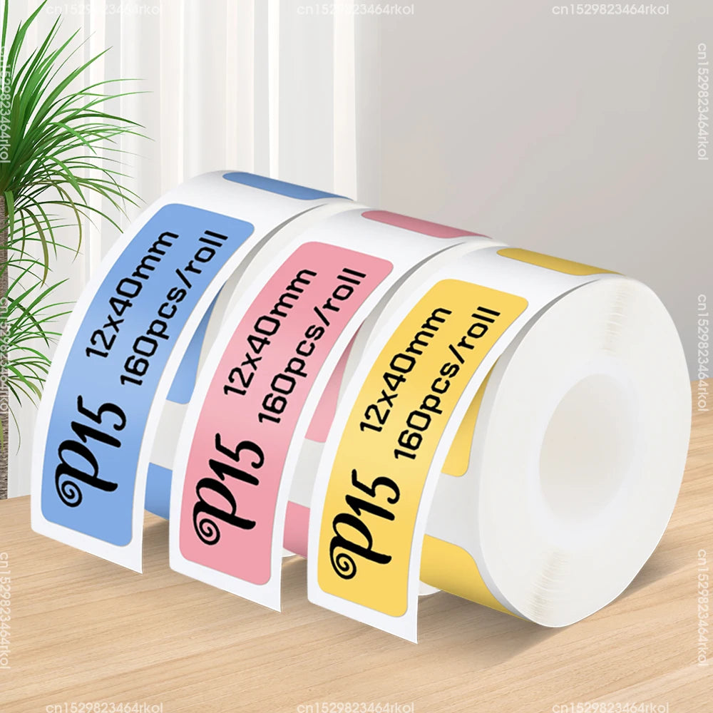 P15 Portable Mini Thermal Label Printer – Wireless Bluetooth Sticker Maker, DIY Barcode & Labeling Machine (No Ink, 3PK Labels)