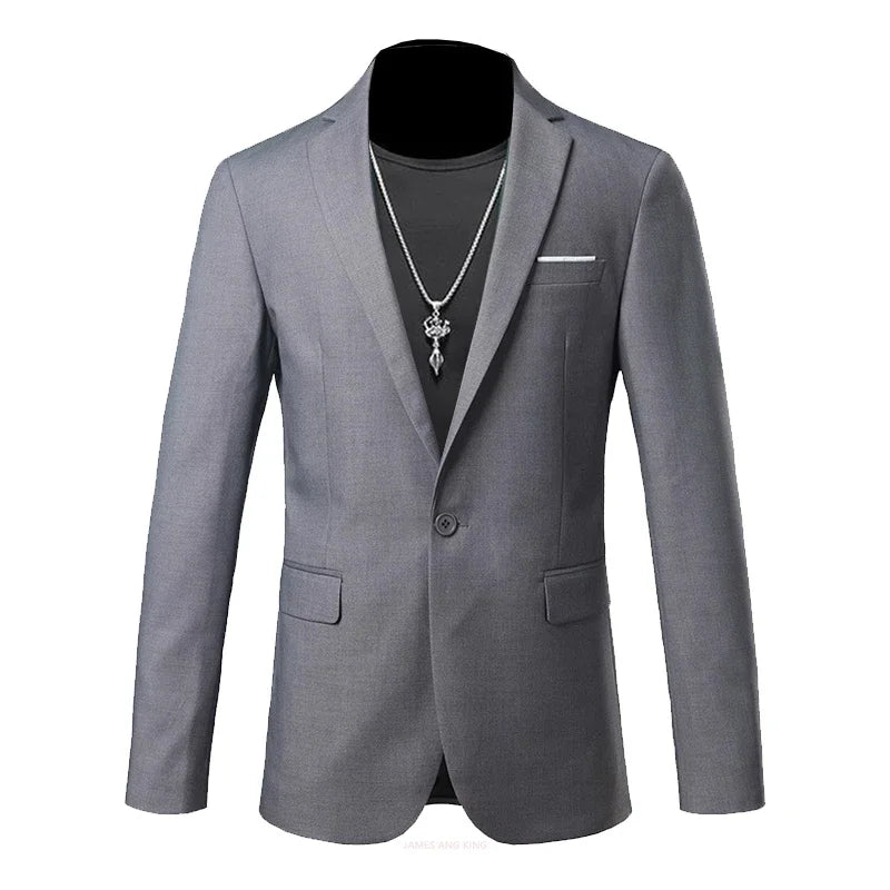 Men's High-End Solid Color Blazer – Casual Business & Groom Wedding Suit Jacket