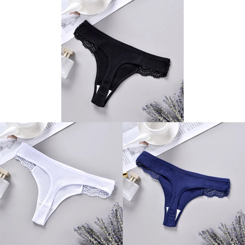 3PCS Women's Cotton Antibacterial Panties – Solid Color G-String, Quick Drying, Soft & Breathable Underwear