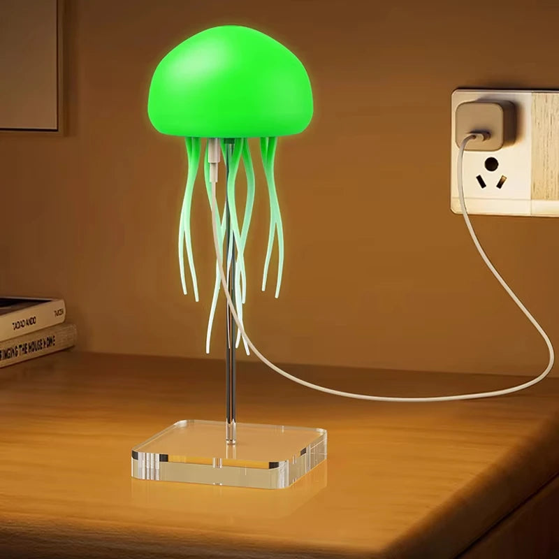 Jellyfish Cartoon LED Night Light – Voice-Control, Gradient RGB Table Lamp for Room Decor