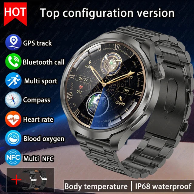 1.85” AMOLED HD Smart Watch – GPS, Compass, NFC, Waterproof, Health Monitor & Bluetooth Call