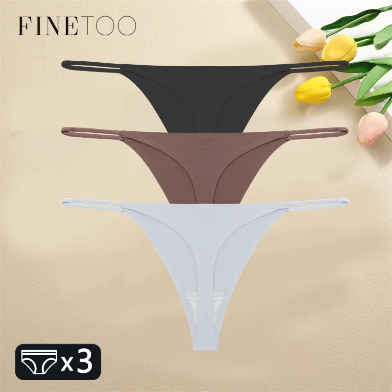 FINETOO 1PCS Women Seamless Thongs – Sexy Low Waist Bikini Panties, Traceless T-Back, XS-XL