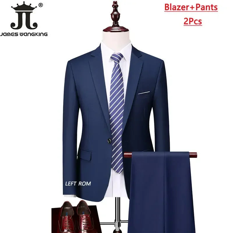 M-6XL 15 Colors Men's 3-Piece Formal Suit – Jacket, Vest & Pants for Business, Groom & Wedding