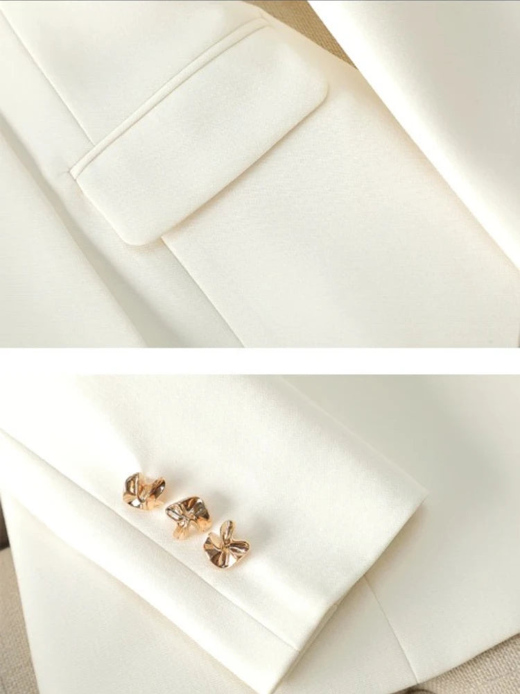 Damen-Hosenanzug, einfarbig, zweiteilig – Modisches Business-Set