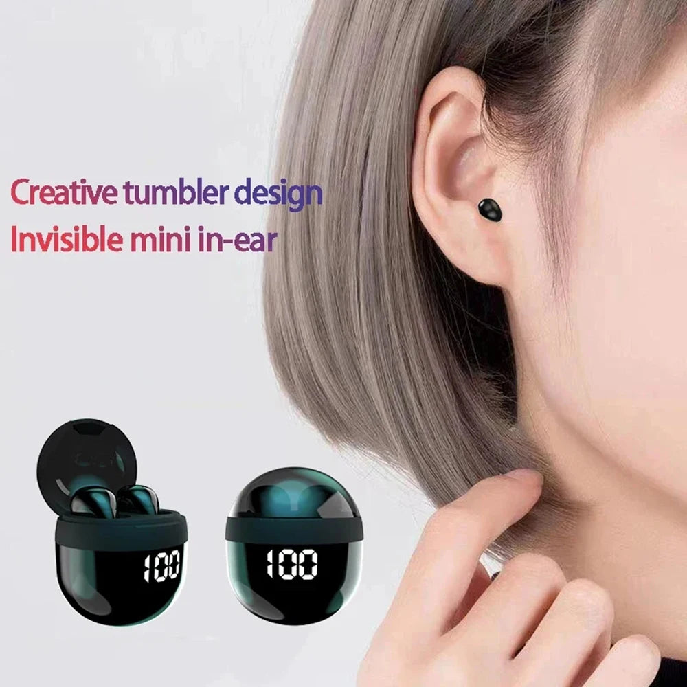 SK18 Mini Invisible Bluetooth 5.3 Headphones | Wireless Bass, Noise-Cancelling & Sleeping Earbuds with Mic
