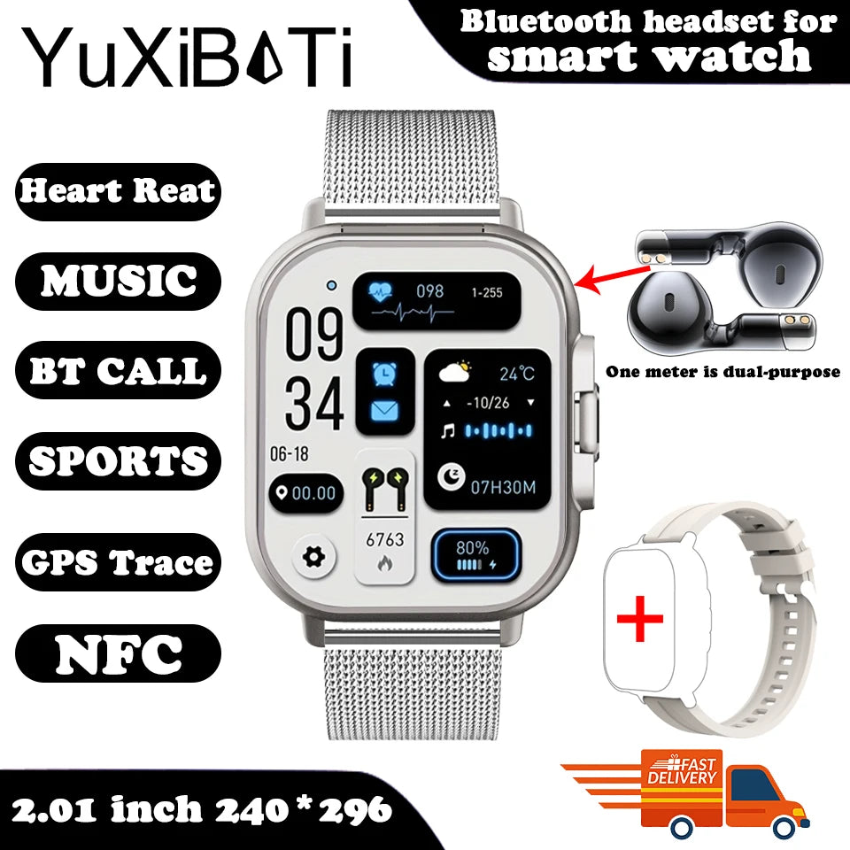 TWS 2-in-1 Smart Watch with Earphones – Wireless Bluetooth Call, Health Monitor, Fitness Tracker, Sports Smartwatch