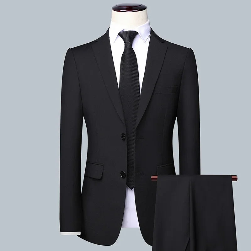 Men's Solid Color Business Suit 2025 – High-Quality Wedding & Banquet Groom Outfit