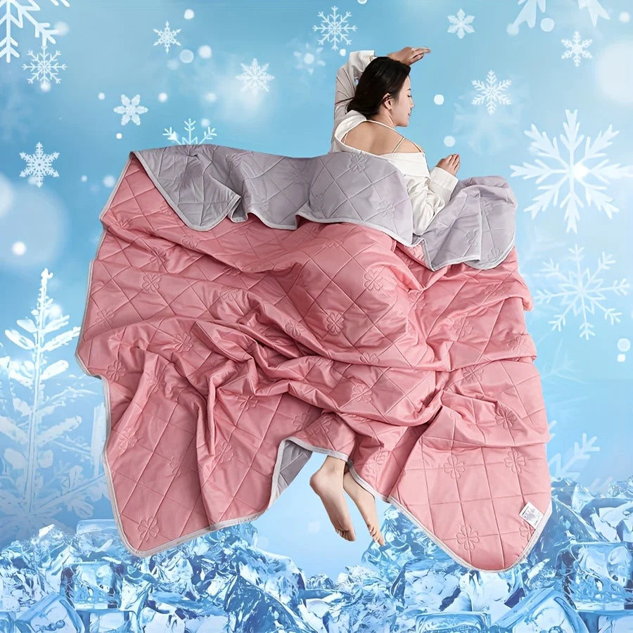 بطانية صيفية من الحرير الجليدي تمنح شعورًا بالانتعاش - لحاف تبريد خفيف الوزن، مضاد للبكتيريا، قابل للغسل