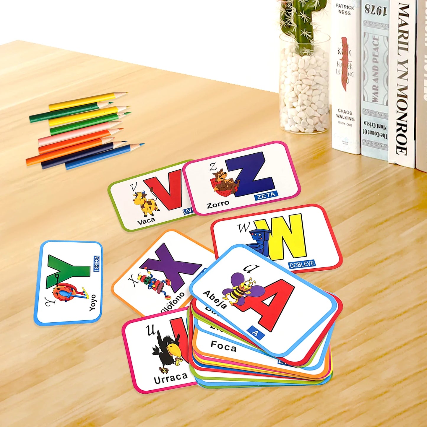 Spanish Kids Cognitive 2-Piece Set – Literacy Cards & Laminated Cognitive Book for Preschoolers Ages 3–6