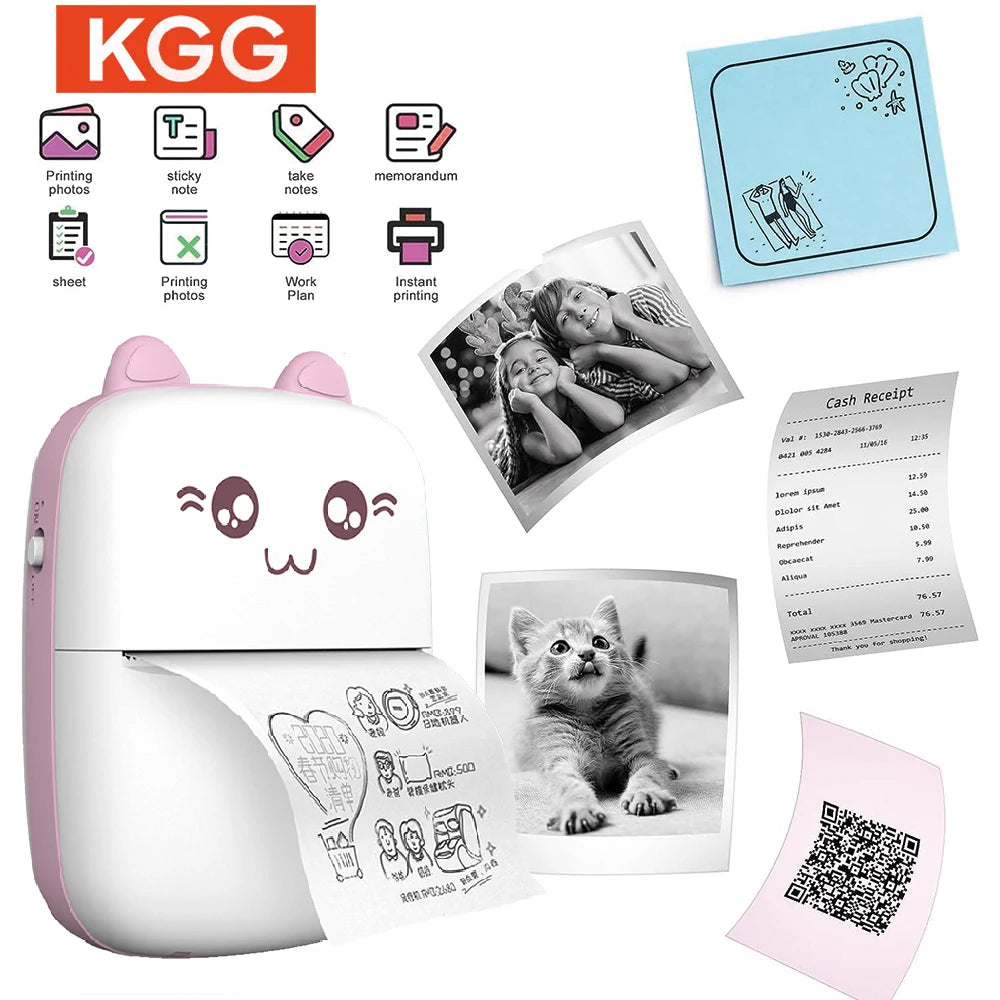 Mini Portable Bluetooth Printer – Wireless Thermal Sticker & Label Printer for Photos, Notes, and Study, Perfect Gift for Kids