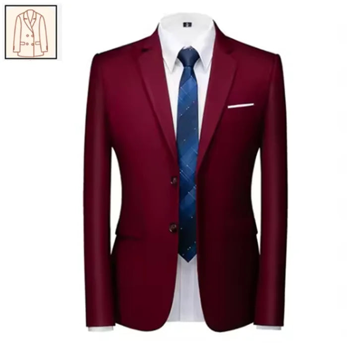 2025 Men's Business Casual Suit – Solid Color Formal Wedding & Prom Tuxedo Set