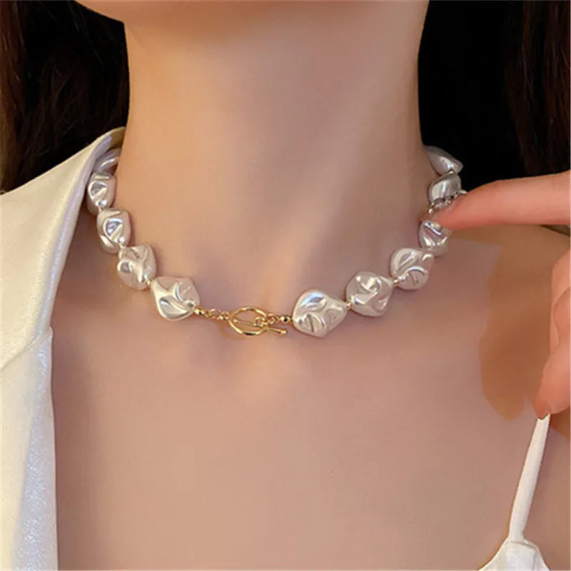 XIALUOKE Vintage Pearl Bead Necklace | Elegant Collarbone Chain for Women | Bride Wedding Pendant Jewelry